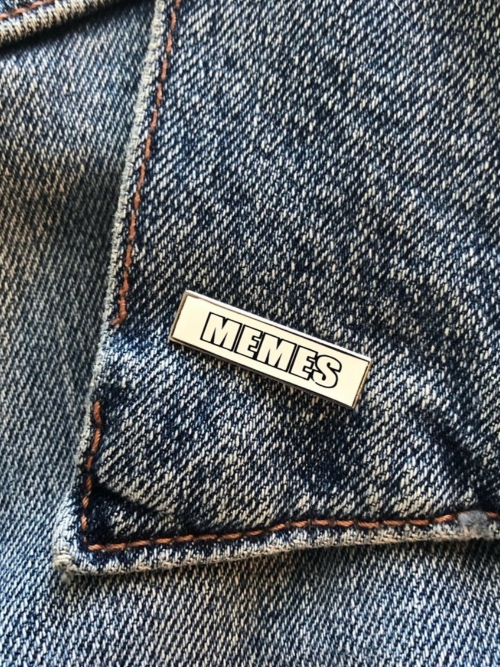 Supreme White and Black "MEMES" Enamel Pin